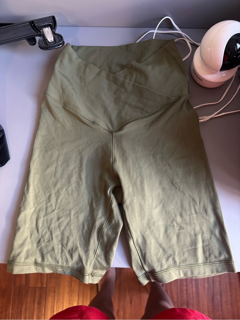aerie Olive Green High-Rise Athletic Biker Shorts